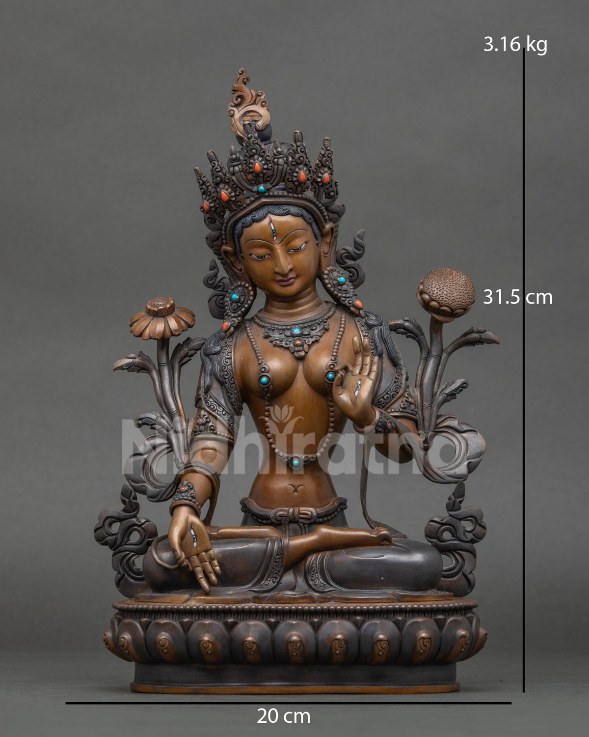 Nepalese White Tara Statue for Buddhist altar meditation and shrine.