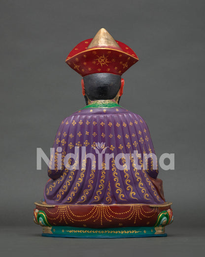 Nepalese Zhabdrung Ngawang Namgyal Statue with Ritual Vase and Hand Painted Details