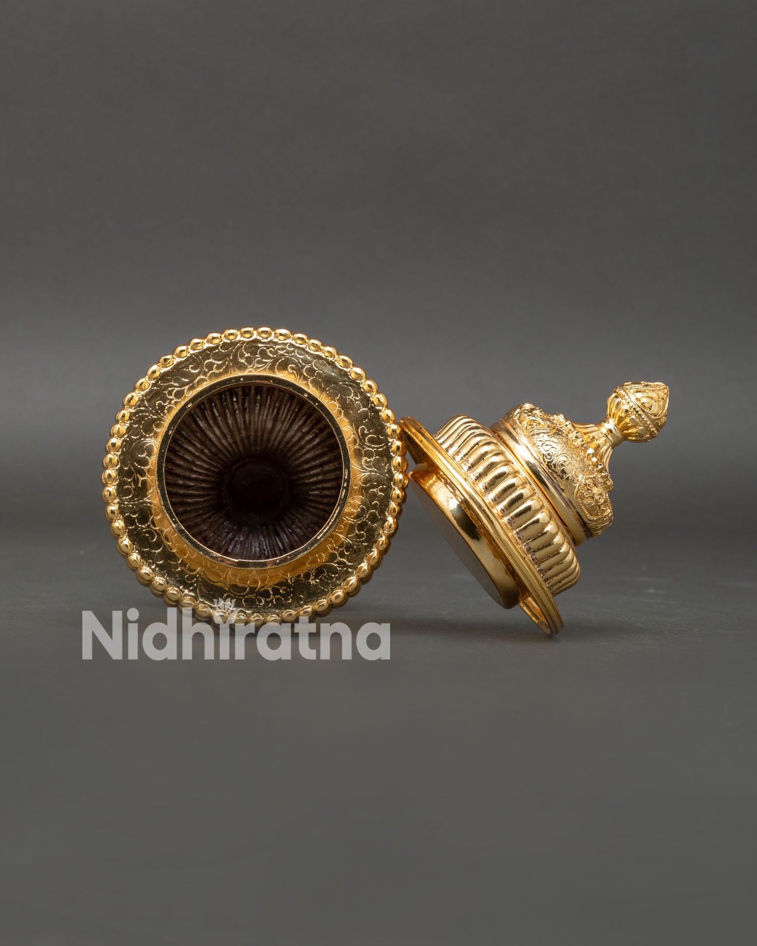 Neshi Rice Pot display copper body with gold plating traditional Buddhist offering vessel for ritual and temple use
