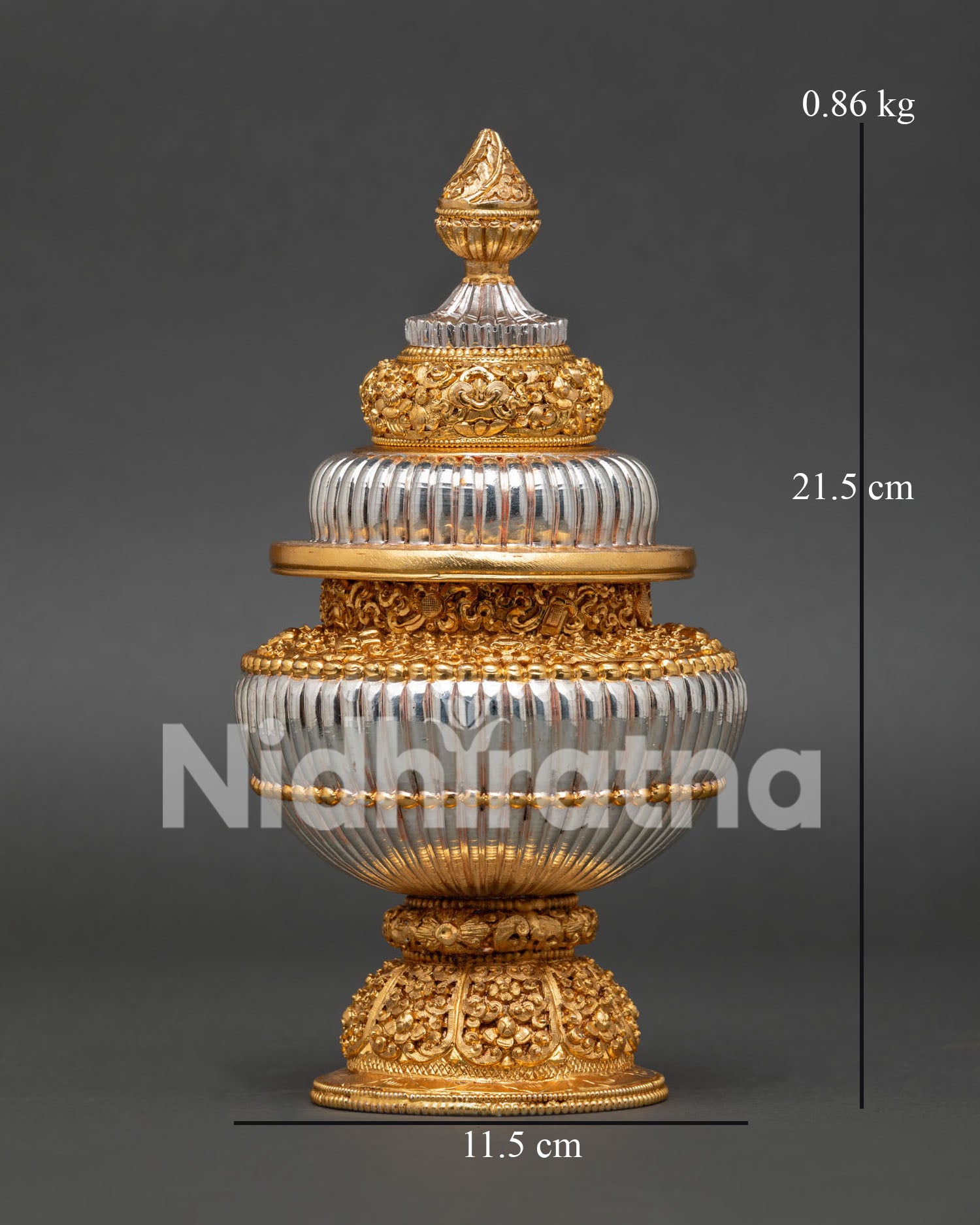 Neshi Rice Pot in Copper with Gold and Silver Plated Finish from Nepal