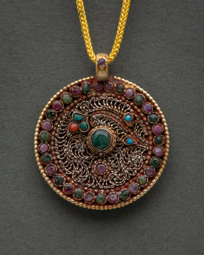 Newari artisan jewelry featuring a delicate flower design with gemstone detailing