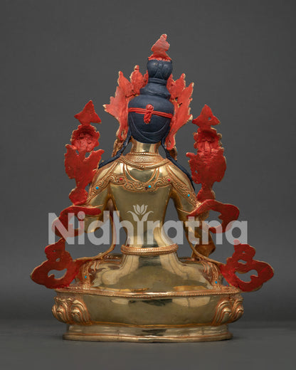 Newari crafted White Tara Statue from Patan, Nepal, using traditional lost-wax casting method