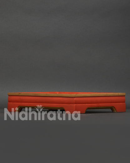 Newari hand-painted wooden offering tray with Buddhist auspicious symbol