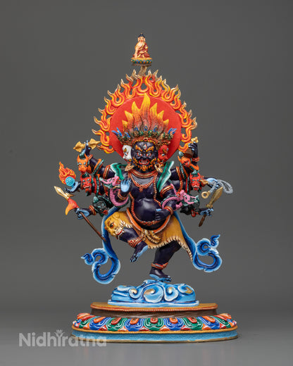 Newari handcrafted Ucchusma statue from Patan Nepal with Buddha halo.