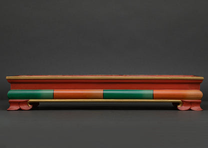 Newari wooden tray from Patan Nepal for Buddhist offerings and puja rituals.