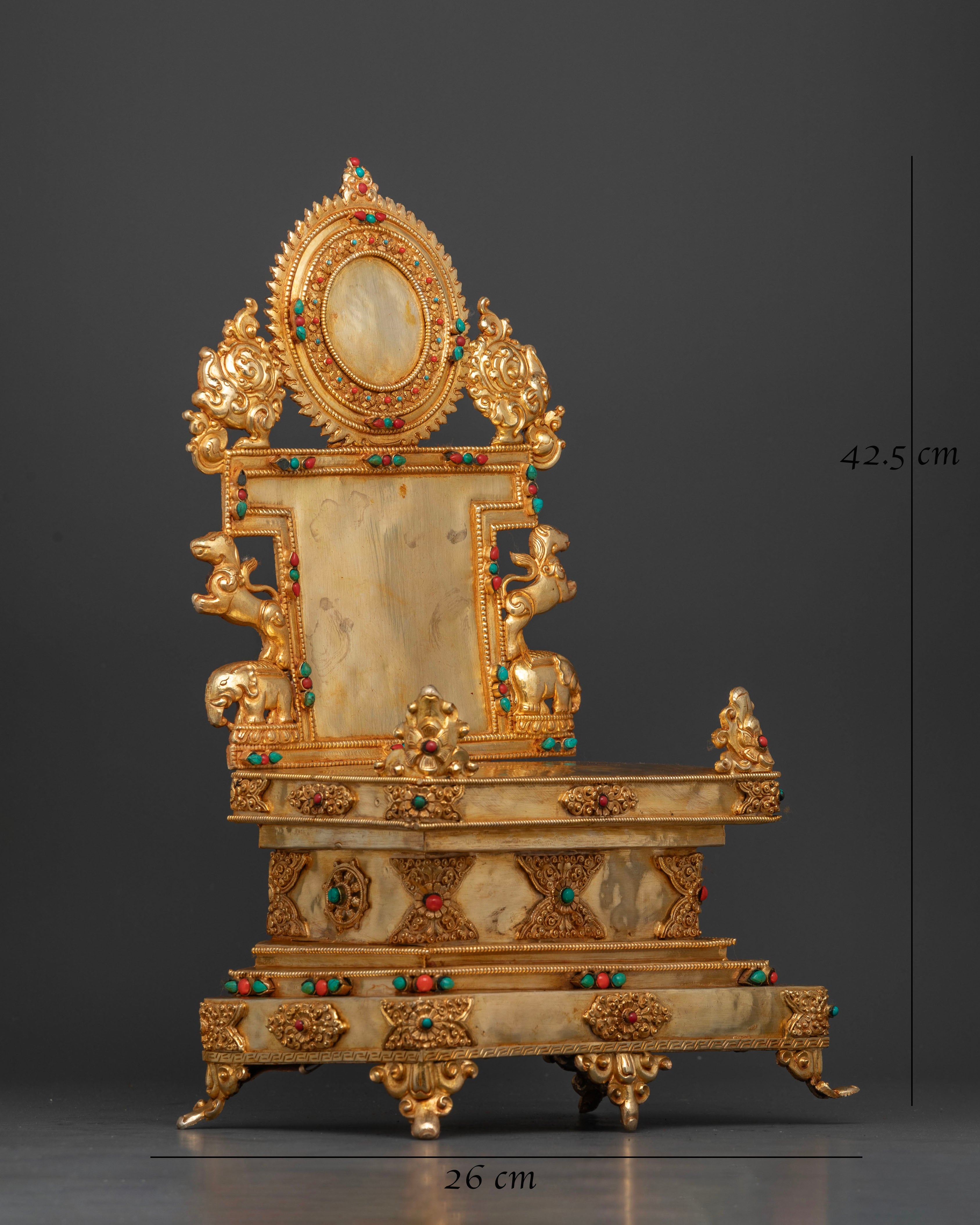 Ornate Buddhist altar throne designed to display 10 to 11 inch sacred statues and figurines