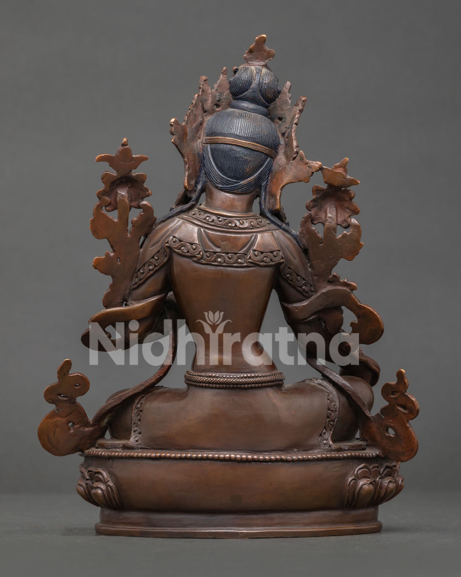 Oxidized Copper Green Tara Statue Himalayan Buddhist Art for Meditation Altar.