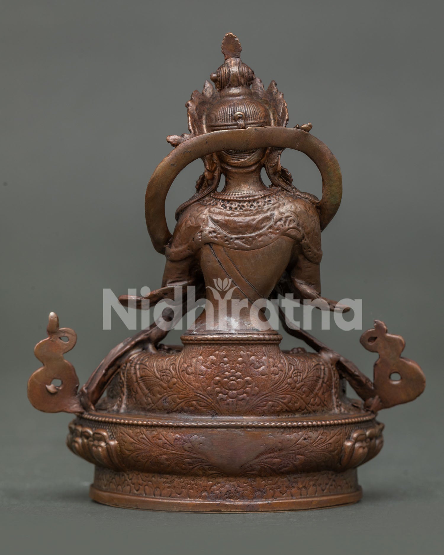 Oxidized copper vajradhara statue for meditation room temple and sacred buddhist shrine.
