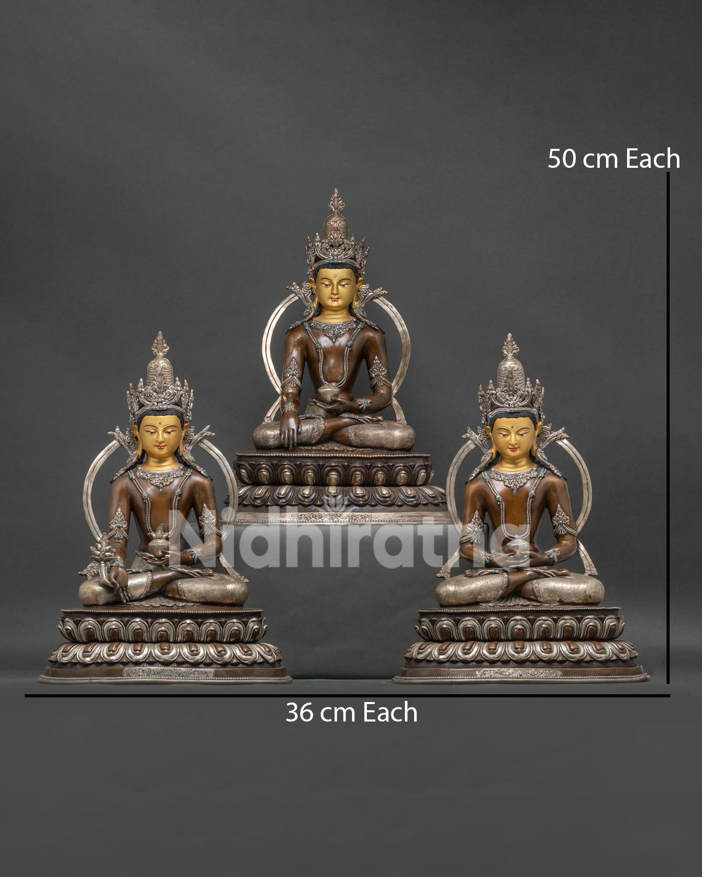 buddha.statue　画像1、2、3セット Three Buddha Set Statues: Triad of Enlightenment | Nidhiratna