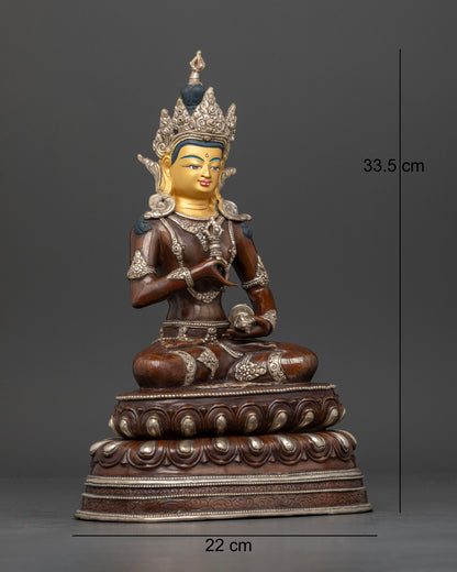 Oxidized Vajrasattva Statue right view side showing lotus pedestal craftsmanship