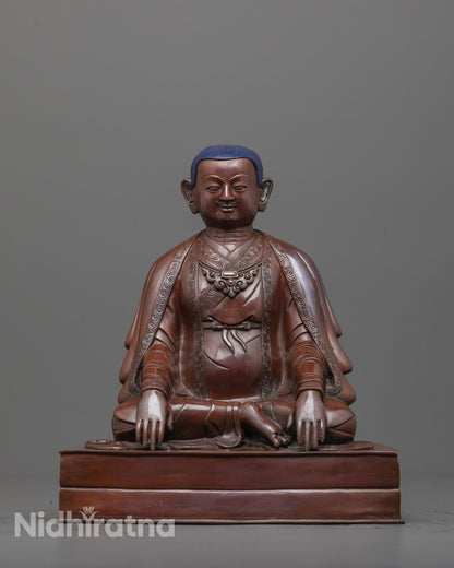 oxidized Marpha Statue front view showing serene meditation pose and detailed monk's robes