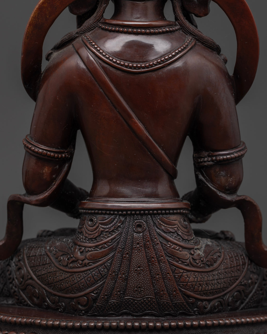 back view of back of oxidized amitayus buddha statue