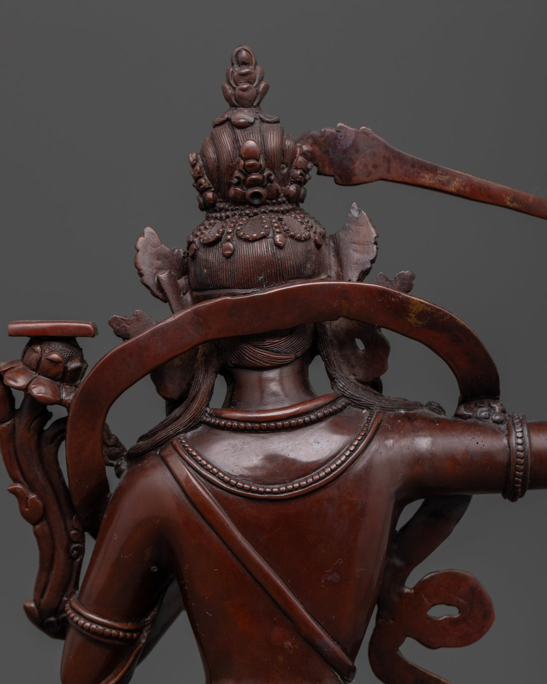 hair of oxidized manjushri statue