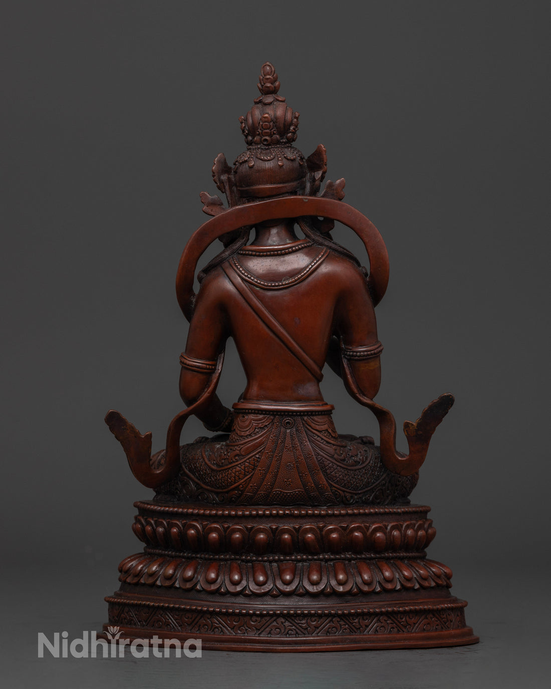 back view of oxidized vajrasattva statue