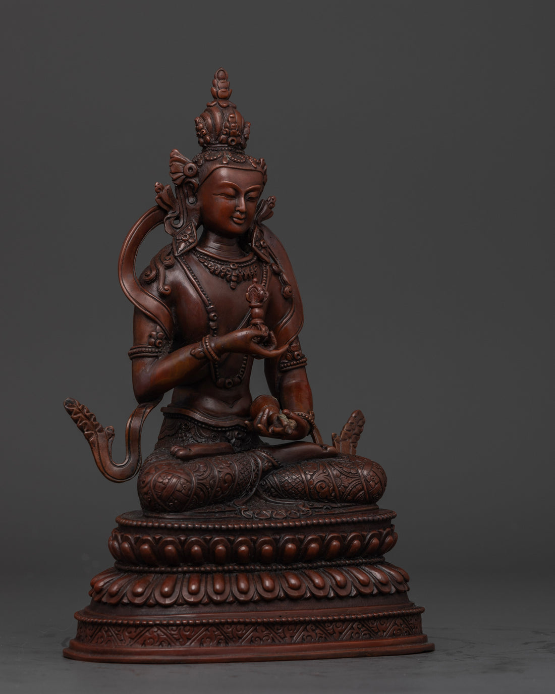 side view of oxidized vajrasattva statue