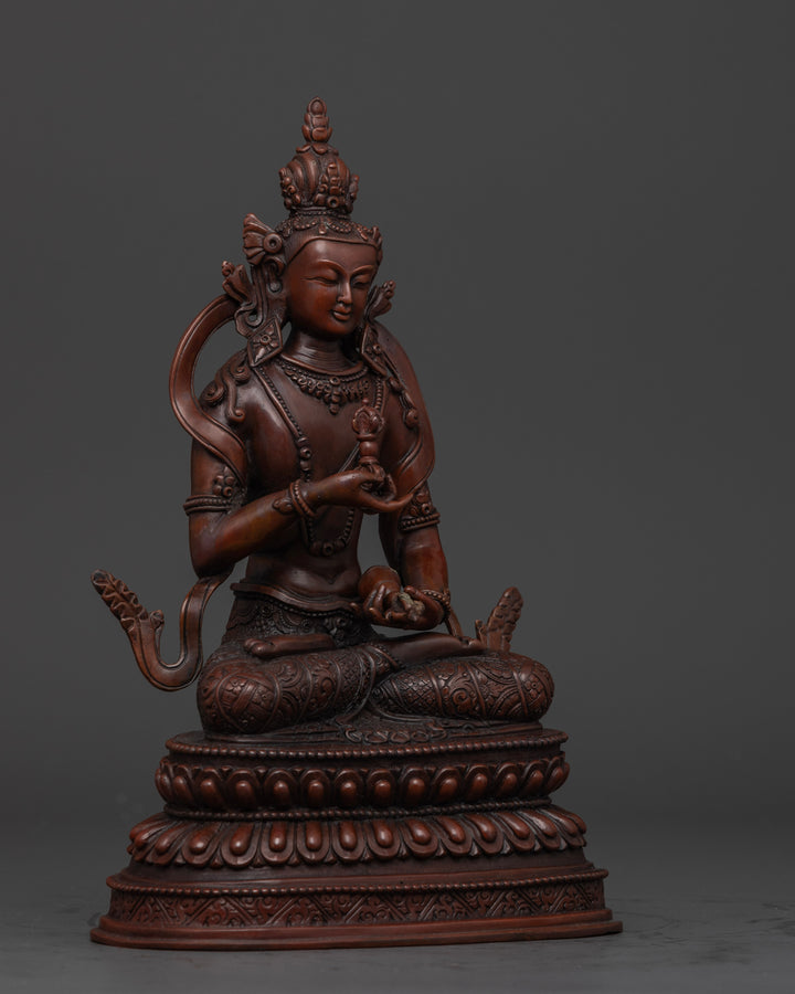 side view of oxidized vajrasattva statue