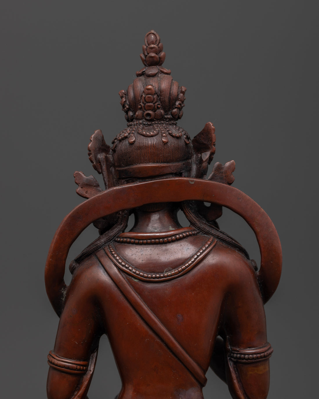 hair of oxidized vajrasattva statue with five jewelled crown