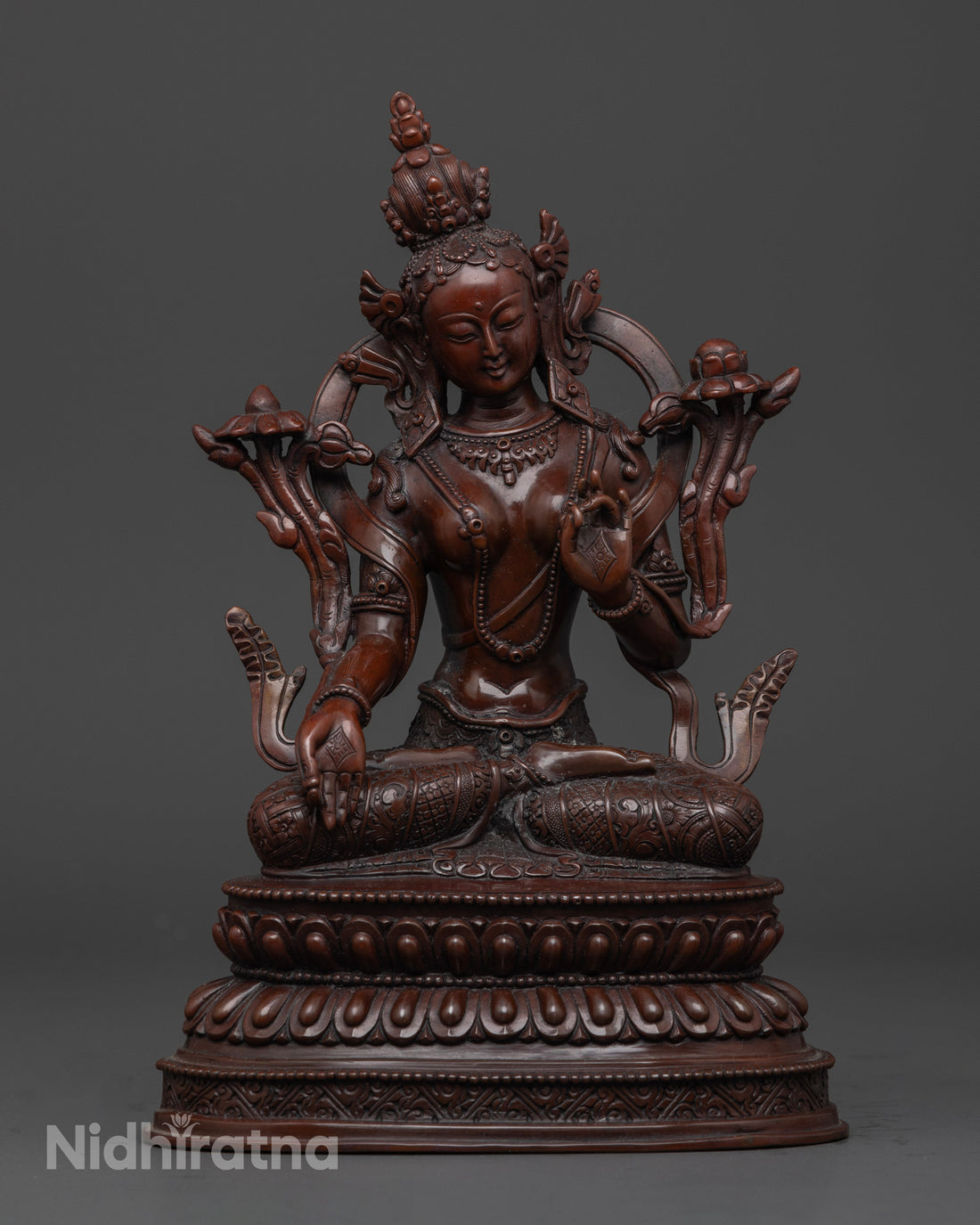 oxidized white tara statue made in himalayan Nepal