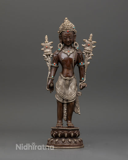 Padmapani statue front view handcrafted by Newari artisans from Nepal.