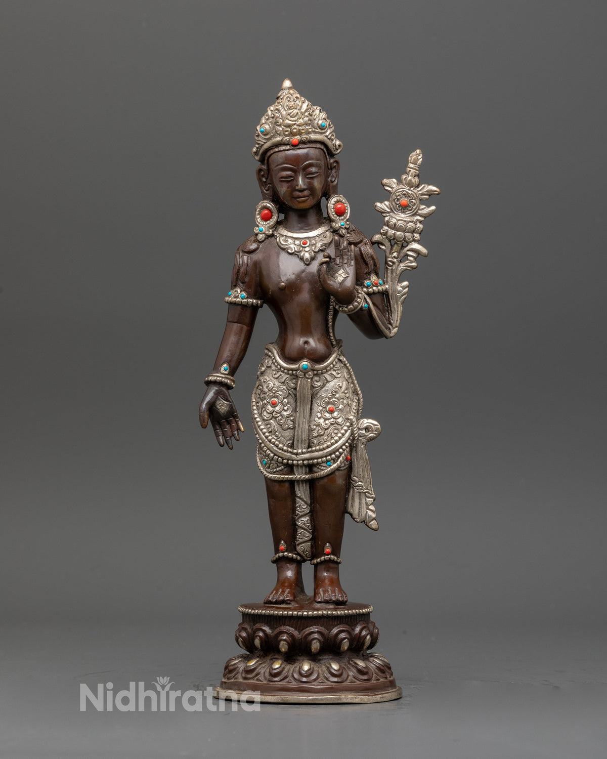Padmapani statue front view handcrafted by newari artisans from patan nepal.