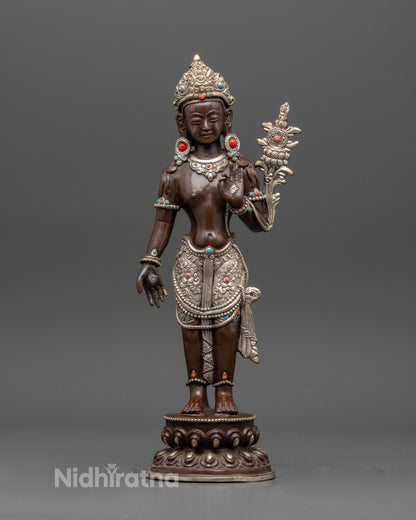 Padmapani statue front view handcrafted by newari artisans from patan nepal.