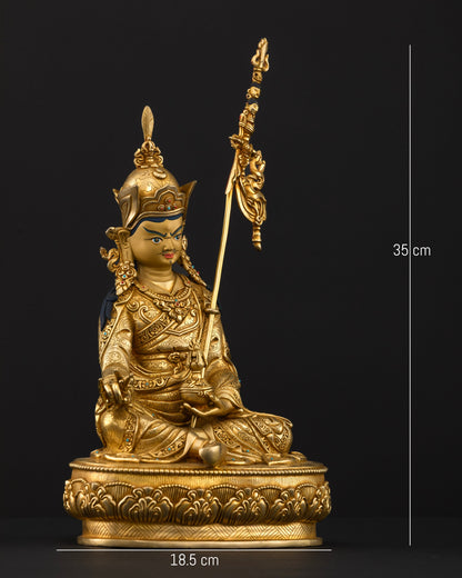 Padmasambhava Buddhist Statue holding vajra and skull cup with khatvanga staff