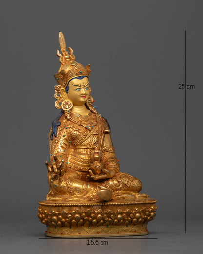 Padmasambhava Statue holding vajra and kapala with sacred khatvanga