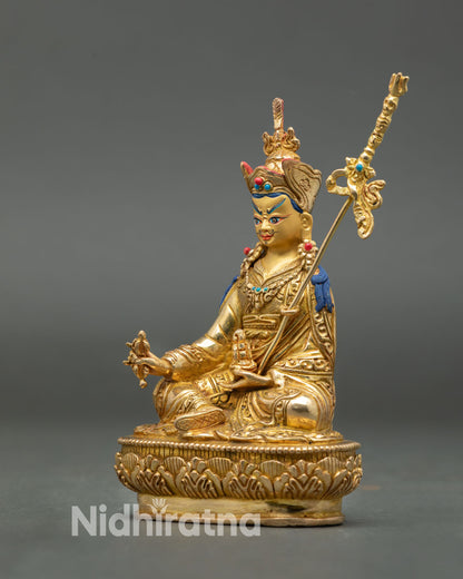 padmasambhava statue side view expressive posture sacred buddhist meditation statue spiritual altar decor