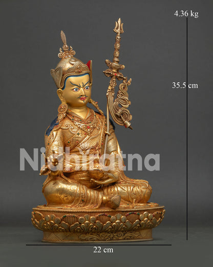 Padmasambhava Statue with Vajra Skull Cup and Sacred Trident Khatvanga