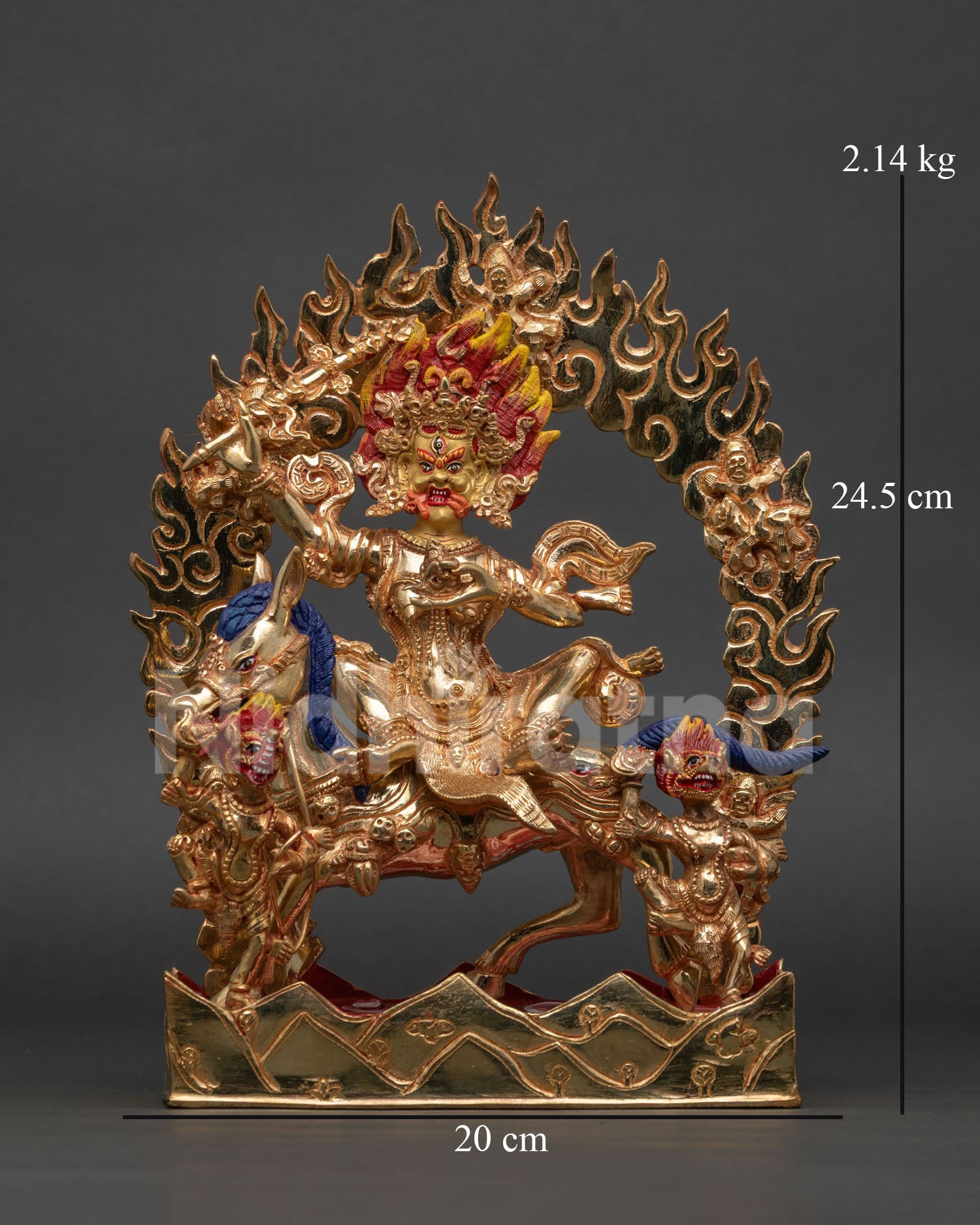 Palden Lhamo statue handcrafted by Newari artisans in Patan Nepal.