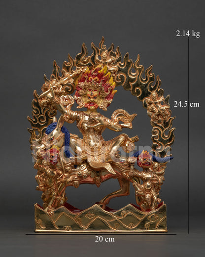Palden Lhamo statue handcrafted by Newari artisans in Patan Nepal.