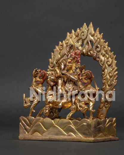 Palden Lhamo statue left view side handcrafted Nepalese Buddhist artwork