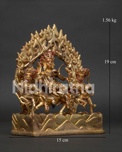 Palden Lhamo statue right view side Tibetan Buddhist protector sculpture