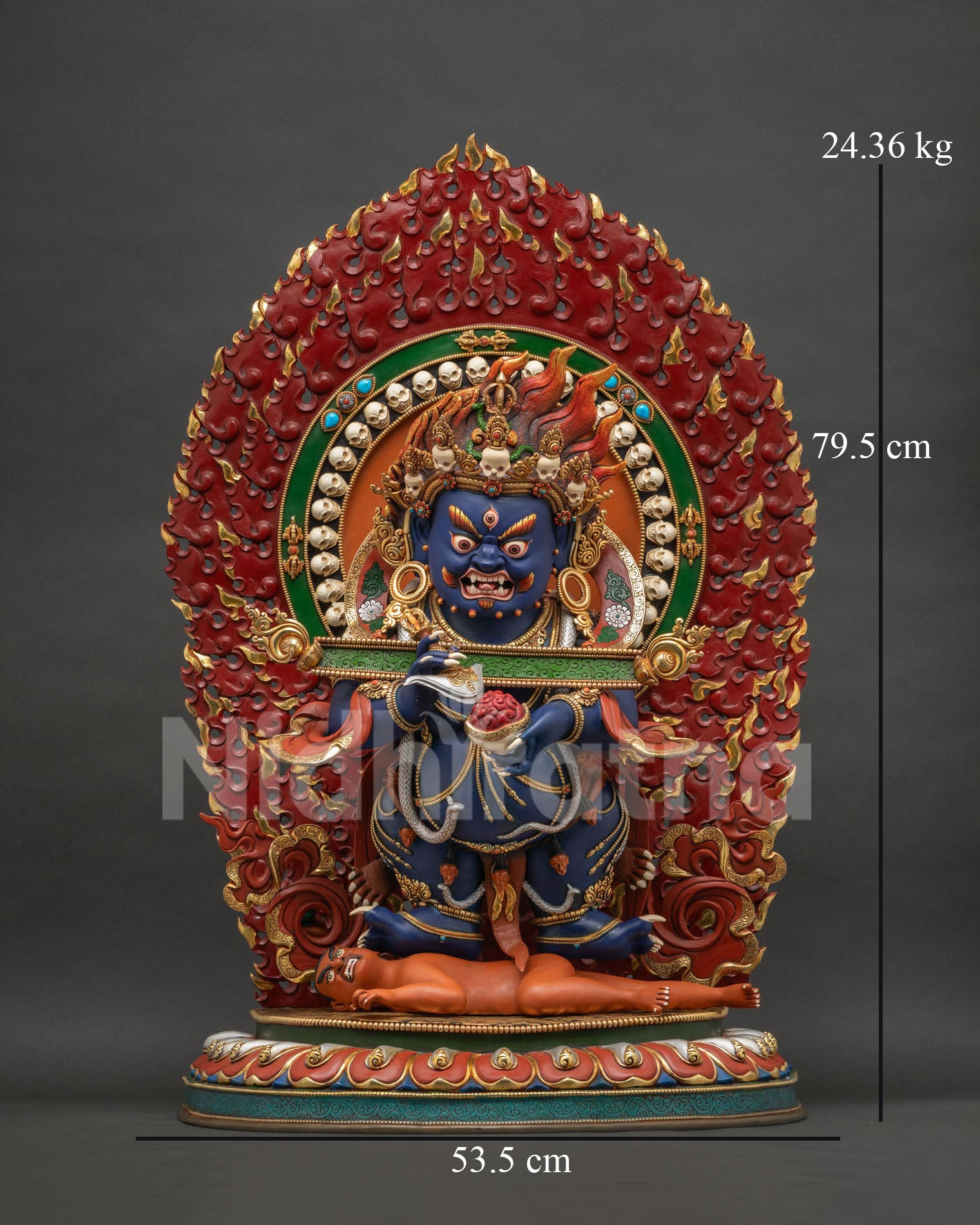 Panjaranatha Sakya Mahakala Statue – Front View, Hand-Painted Copper Sculpture