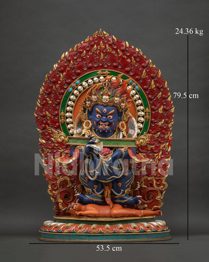 Panjaranatha Sakya Mahakala Statue – Front View, Hand-Painted Copper Sculpture