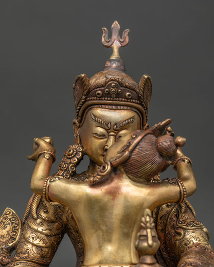 Pure copper Guru Rinpoche Yab Yum Statue with intricate handcrafted Nepalese details