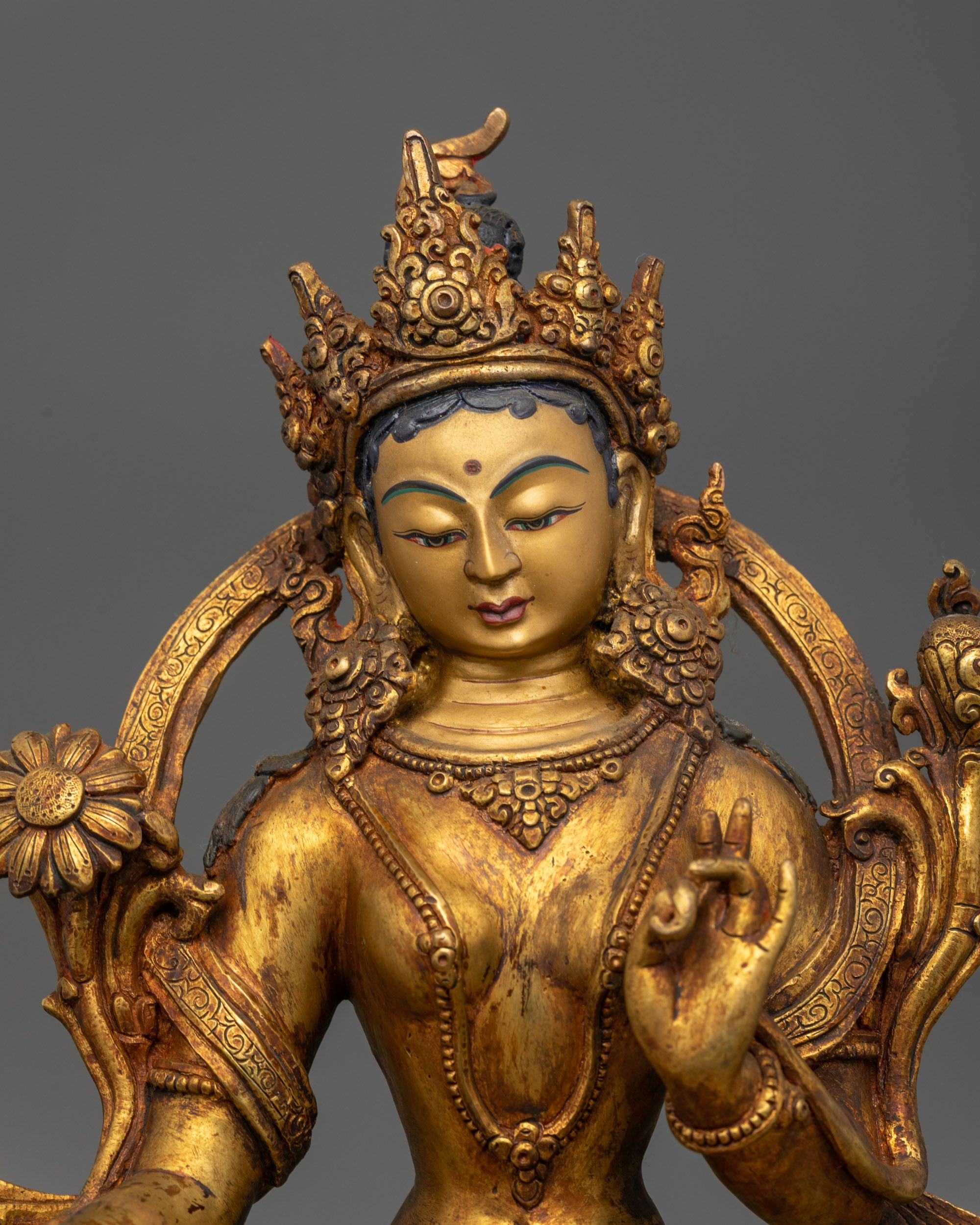 Antique Finish Five Bodhisattva Statue Set | Sacred Buddhist Set