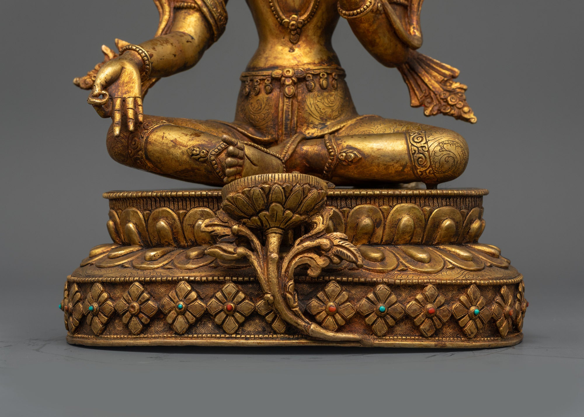Antique Finish Five Bodhisattva Statue Set | Sacred Buddhist Set