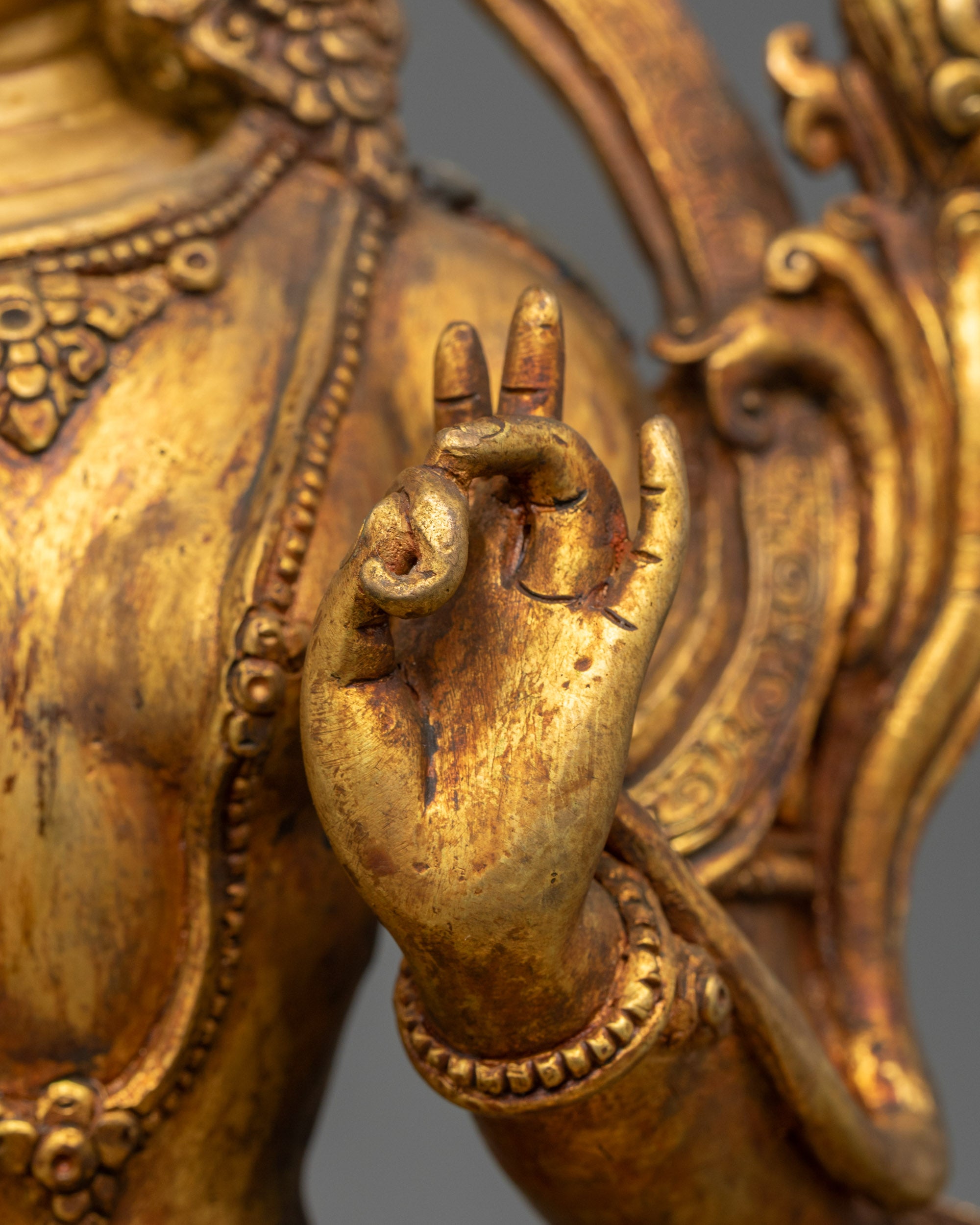 Antique Finish Five Bodhisattva Statue Set | Sacred Buddhist Set