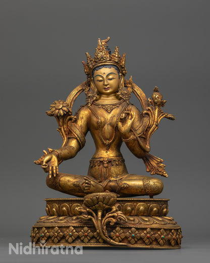 Antique Finish Five Bodhisattva Statue Set | Sacred Buddhist Set