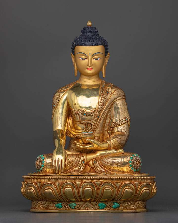 gold plated shakyamuni buddha statue