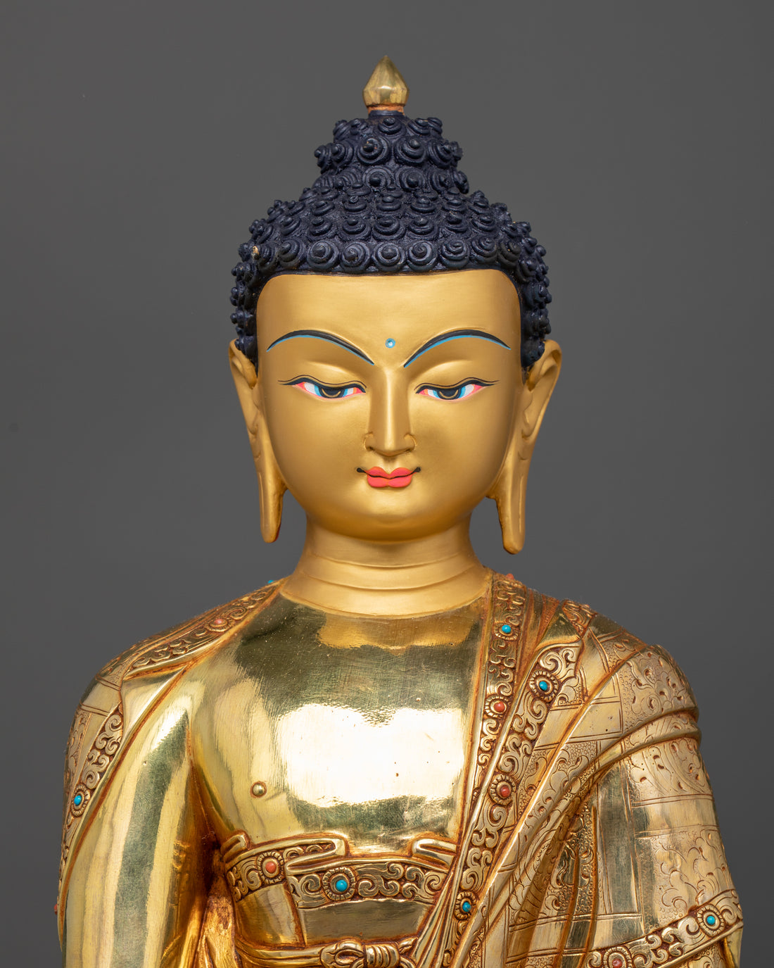 24k pure gold plated face of radiant shakyamuni buddha statue