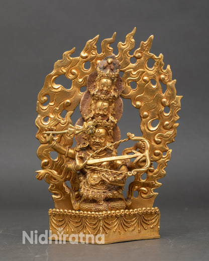 rahula-statue-front-view-gold-gilded-copper-handcrafted-nepali-buddhist-deity