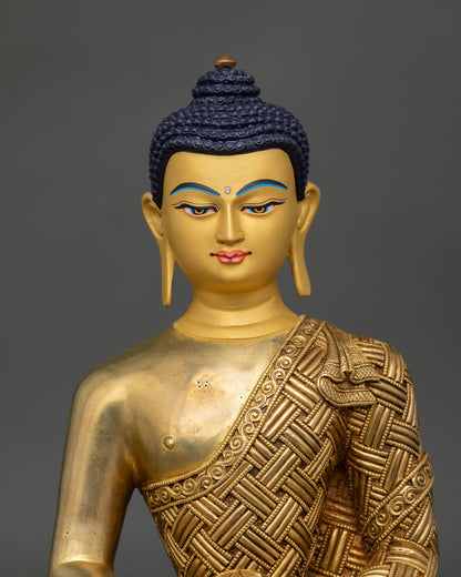 Regular Close Up Amitabha Buddha Statue Fire Gilded Copper Details Nepal