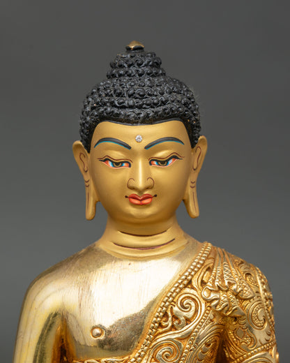 Regular close-up of Amitabha Buddha statue showing detailed lotus seat and halo