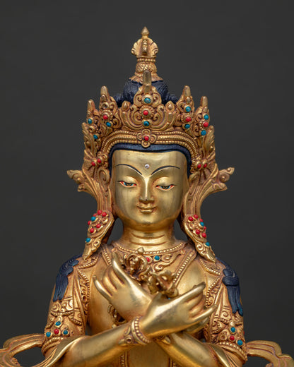 regular close up of vajradhara statue with intricate newari craftsmanship