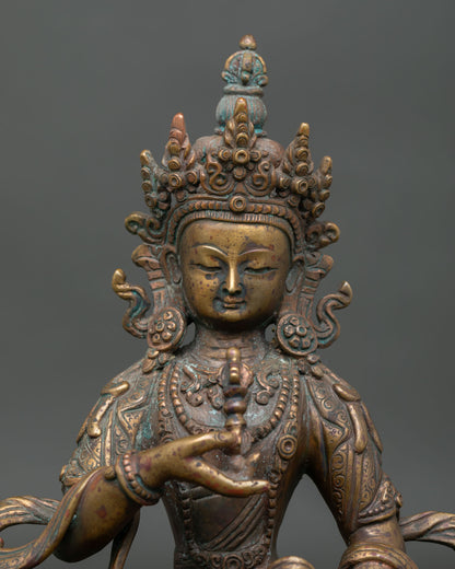 Regular close up Vajrasattva Statue antique finish copper Buddhist sculpture
