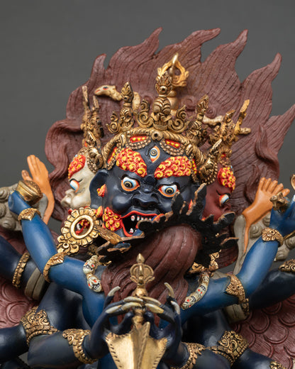 regular close up vajrakilaya statue handcrafted copper sculpture with gold gilded finish