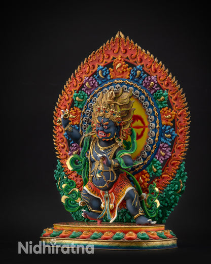regular left side view Vajrapani statue with detailed flowing scarf and jewelry
