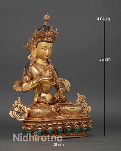 Right profile of Dorje Sempa Vajrasattva statue, Tibetan Buddhist ritual sculpture
